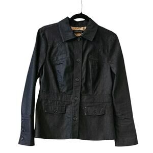 Jared Ross August Silk Company Womens Jacket Button Down Blue MISSING SIZE TAG